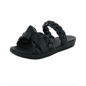 Fitflop Braid Slide Open Toe Sandal Shoes Faux Leather Black Women’s 8 Comfort